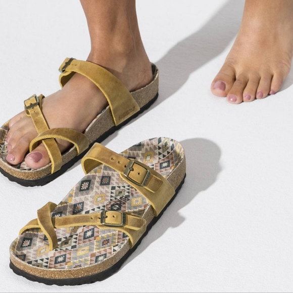 Birkenstock Mayari Oiled Yellow Aztec Sandals 41 - Picture 2 of 13